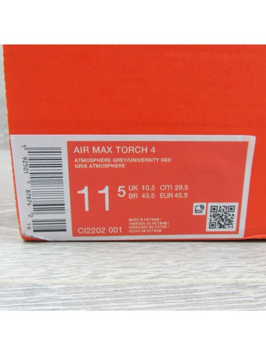 Nike Air Max Torch 4 Mens Size 11.5 Athletic Shoes Grey Red Black NEW main image 8